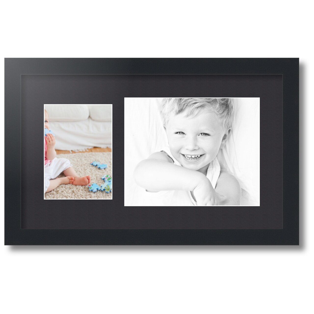 ArtToFrames Collage Photo Picture Frame with 1 - 5x7, 8x10 inch Openings, Framed in Black with Over 62 Mat Color Options and Regular Glass (CSM-3926-166)